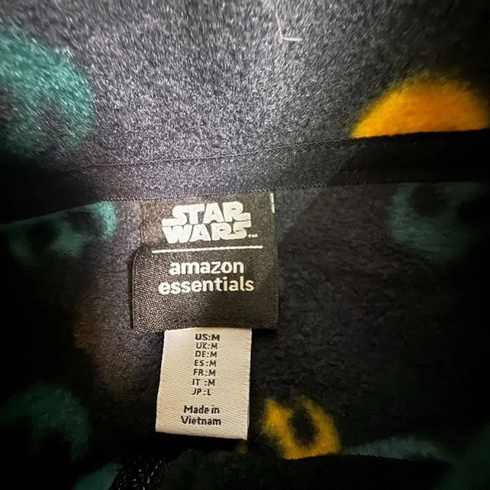 Star Wars Amazon Essentials Fleece Vest Mens M Black Rebel Alliance Full Zip NWT